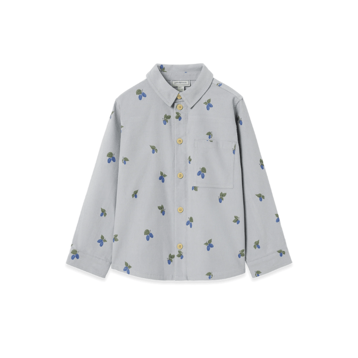 Micro Corduroy Long Sleeve Shirt | Mulberry Blue by Garbo &amp; Friends - Maude Kids Decor