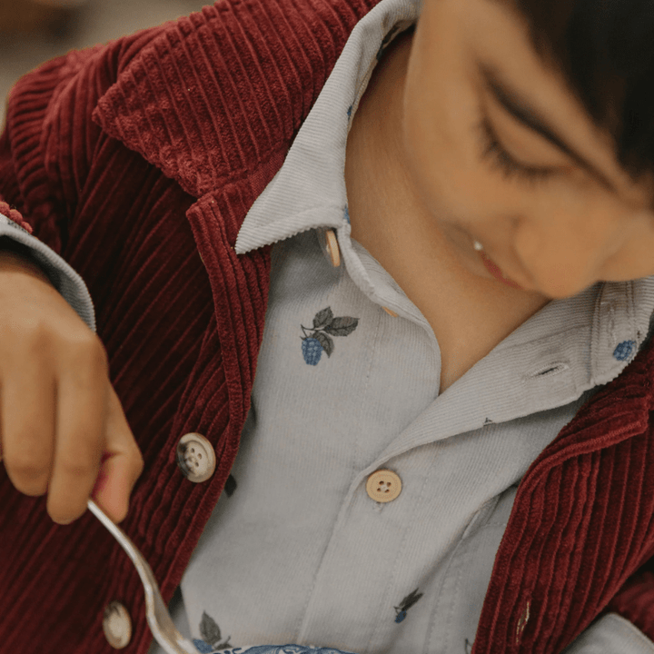 Micro Corduroy Long Sleeve Shirt | Mulberry Blue by Garbo &amp; Friends - Maude Kids Decor
