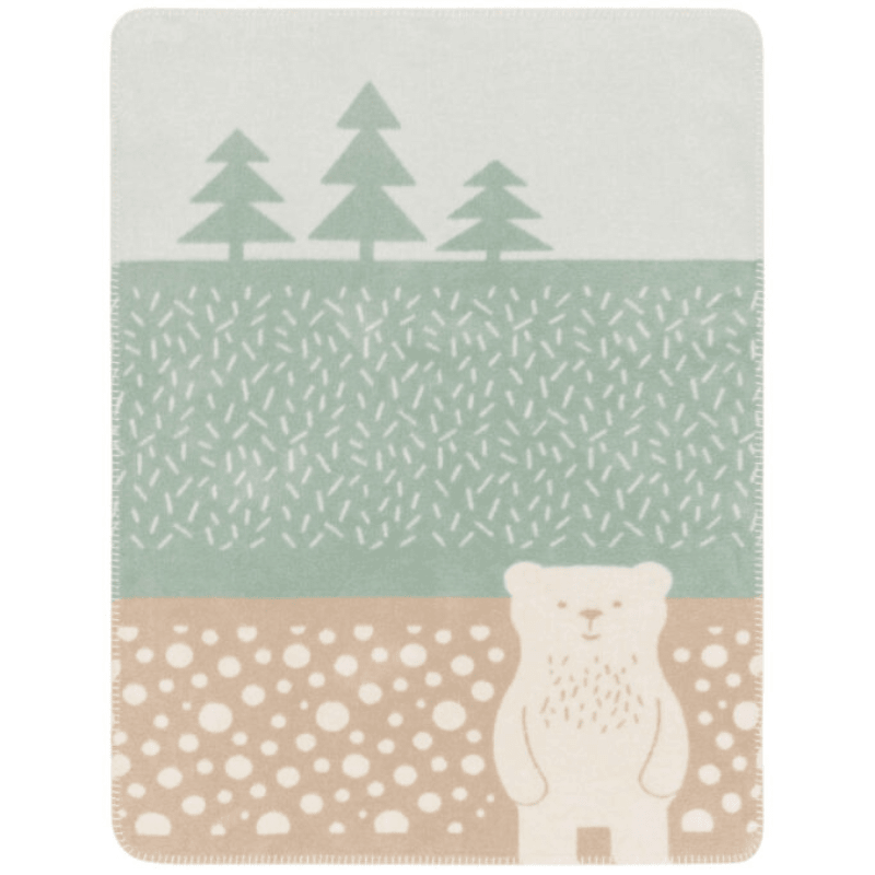 MILA Baby Blanket - Forest Bear | Light Green by David Fussenegger - Maude Kids Decor