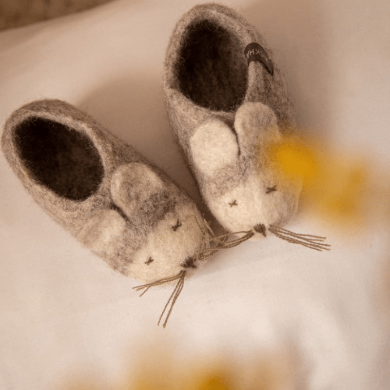 Mouse Slippers | Light Stone by Muskhane - Maude Kids Decor