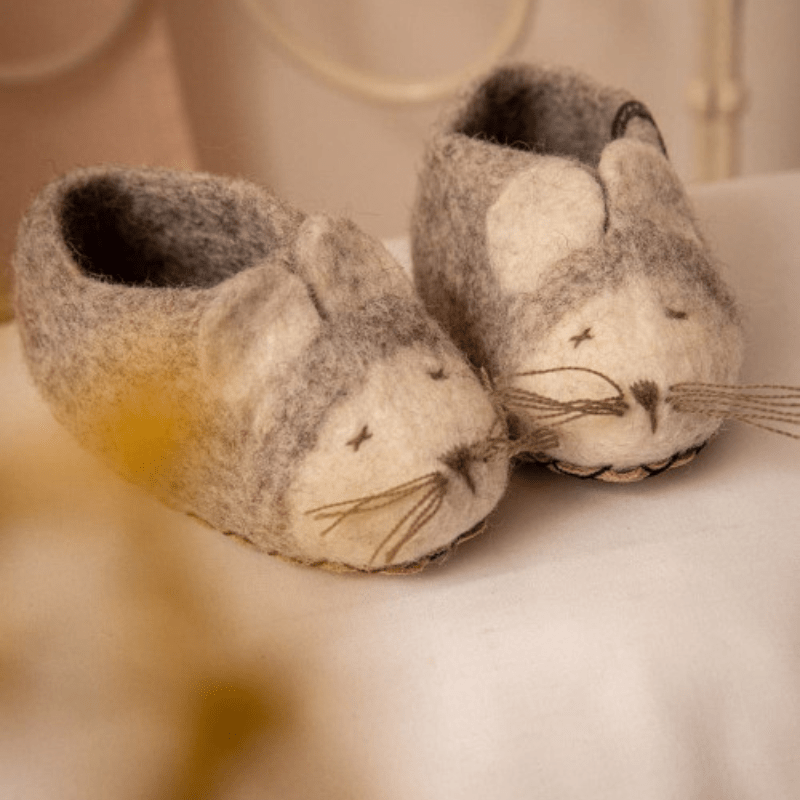 Mouse Slippers | Light Stone by Muskhane - Maude Kids Decor