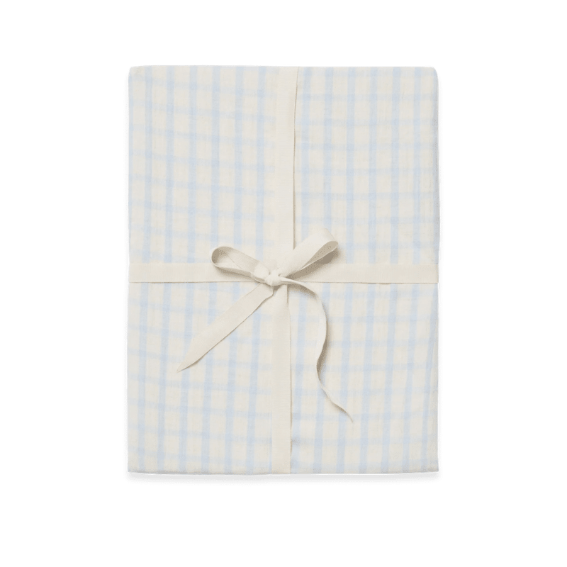 Muslin Fitted Single Sheet | Gingham Sky Blue by Garbo & Friends - Maude Kids Decor