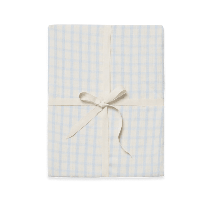 Muslin Fitted Single Sheet | Gingham Sky Blue by Garbo &amp; Friends - Maude Kids Decor