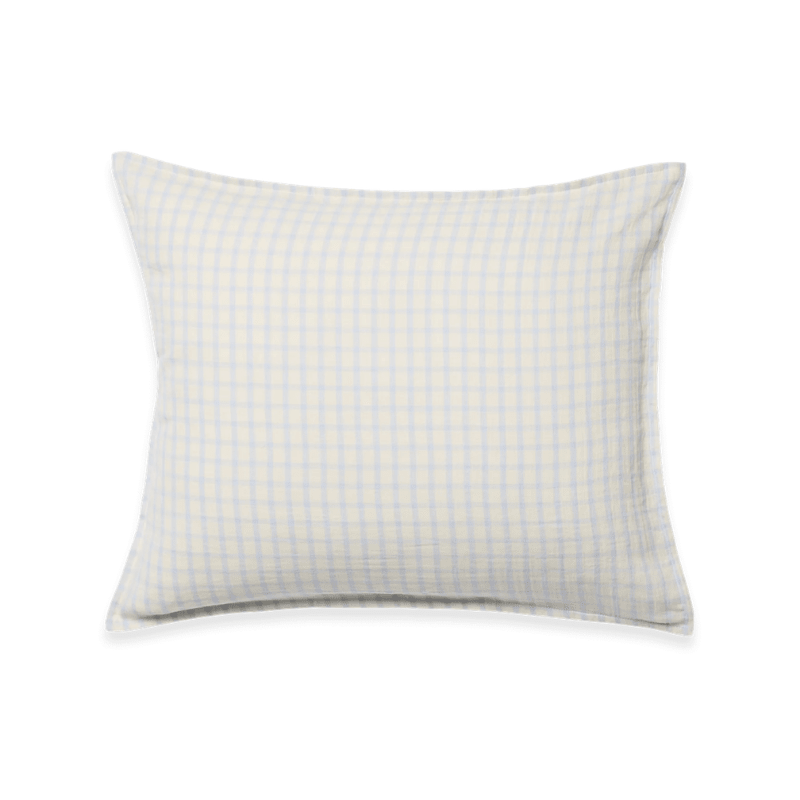 Muslin Single Pillowcase | Gingham Sky Blue by Garbo & Friends - Maude Kids Decor