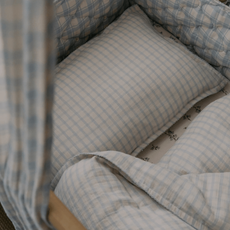 Muslin Toddler Bed Set | Gingham Sky Blue by Garbo & Friends - Maude Kids Decor