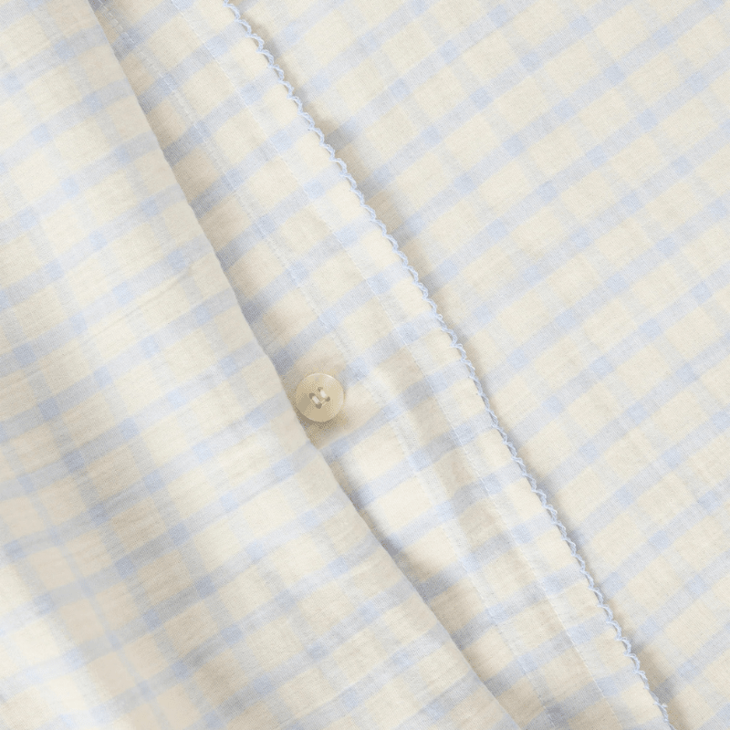 Muslin Toddler Bed Set | Gingham Sky Blue by Garbo &amp; Friends - Maude Kids Decor