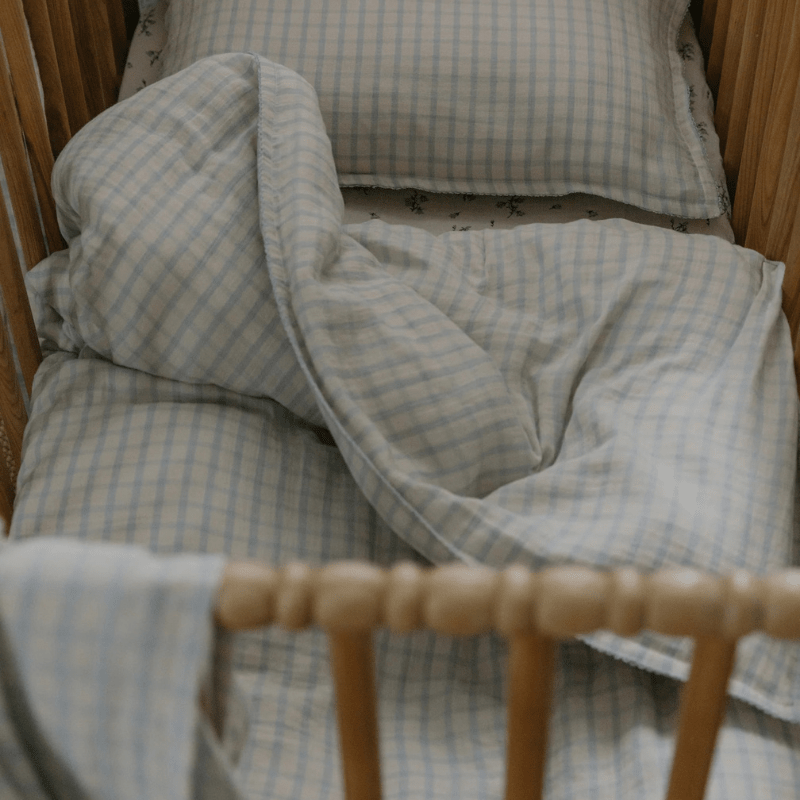 Muslin Toddler Bed Set | Gingham Sky Blue by Garbo & Friends - Maude Kids Decor