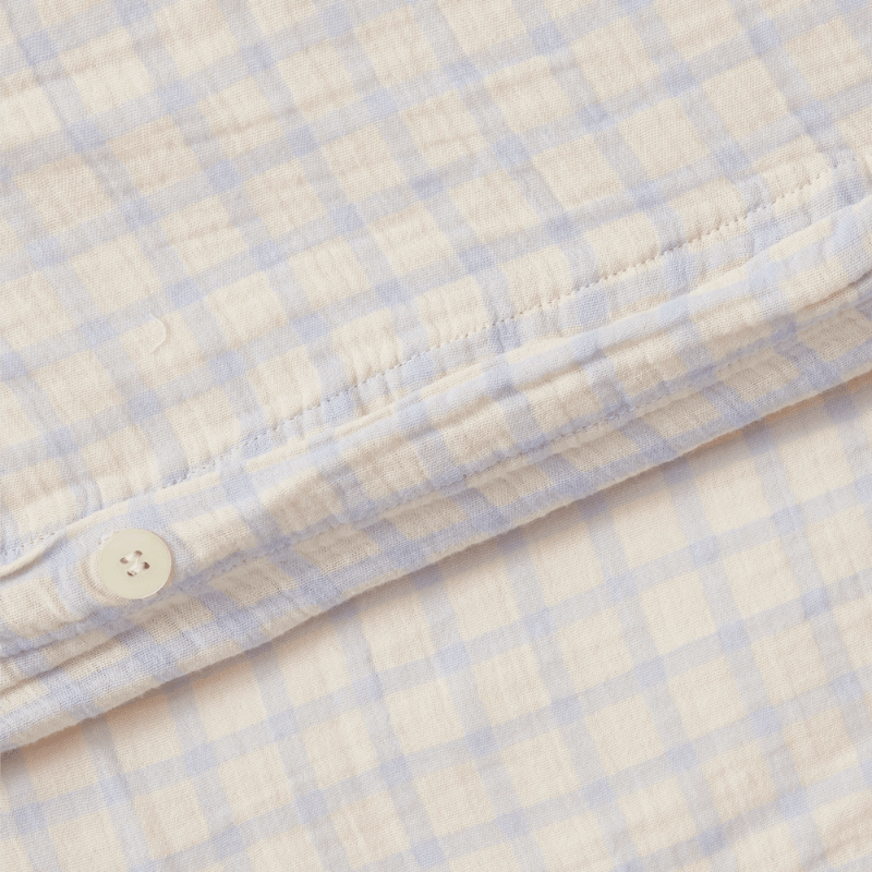 Muslin Twin Duvet Cover | Gingham Sky Blue by Garbo &amp; Friends - Maude Kids Decor