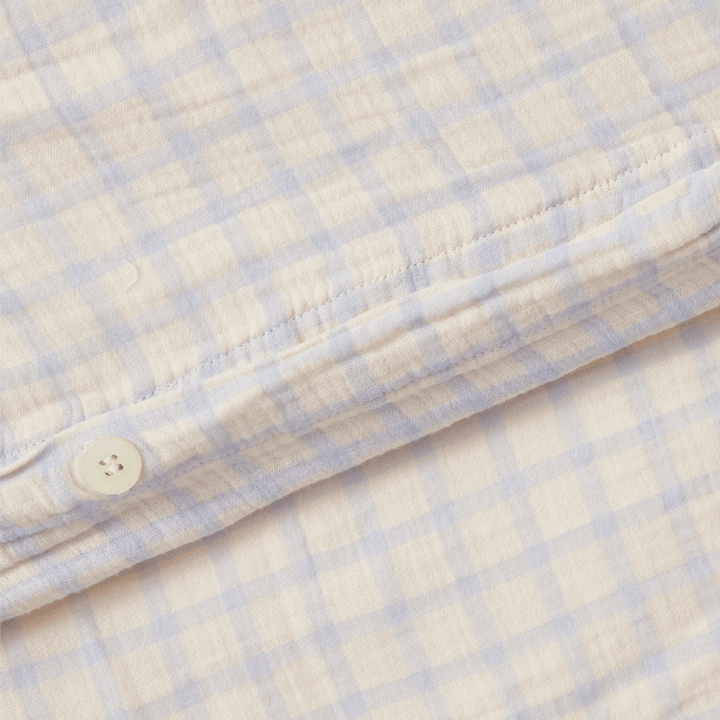 Muslin Twin Duvet Cover | Gingham Sky Blue by Garbo &amp; Friends - Maude Kids Decor