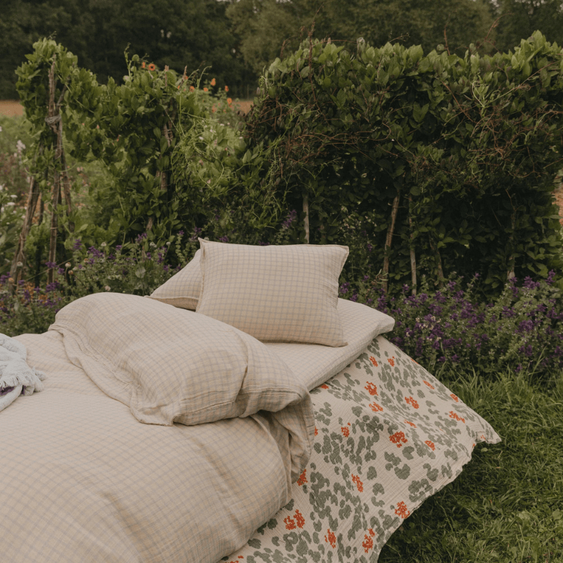 Muslin Twin Duvet Cover | Gingham Sky Blue by Garbo & Friends - Maude Kids Decor