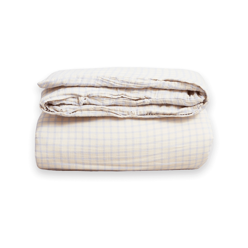 Muslin Twin Duvet Cover | Gingham Sky Blue by Garbo & Friends - Maude Kids Decor