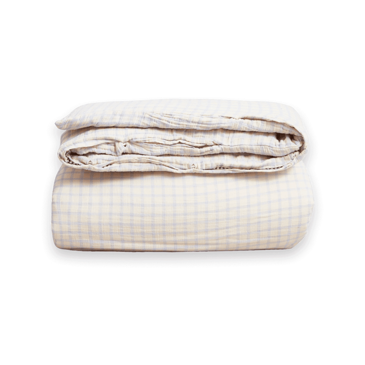 Muslin Twin Duvet Cover | Gingham Sky Blue by Garbo &amp; Friends - Maude Kids Decor