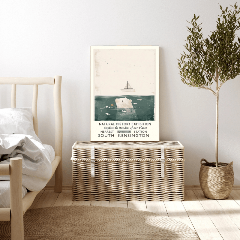 Natural History Exhibition Polar Bear Art Print by Kumo Art Prints - Maude Kids Decor