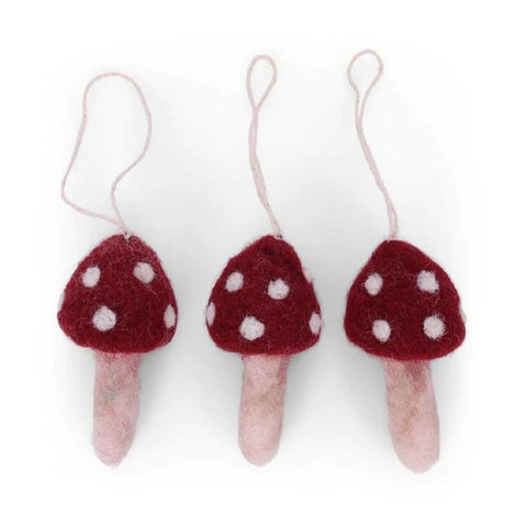 Natural Red Mushrooms (Set of 3) by Én Gry & Sif - Maude Kids Decor