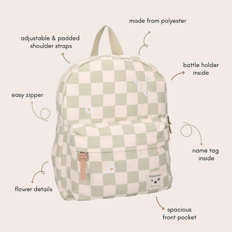 Nostalgia Kids Backpack (7.3L) | Green Check by Kidzroom - Maude Kids Decor