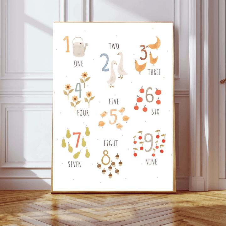 Number Chart Animals Nursery Art Print by Kumo Art Prints - Maude Kids Decor