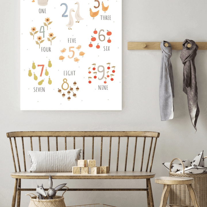 Number Chart Animals Nursery Art Print by Kumo Art Prints - Maude Kids Decor