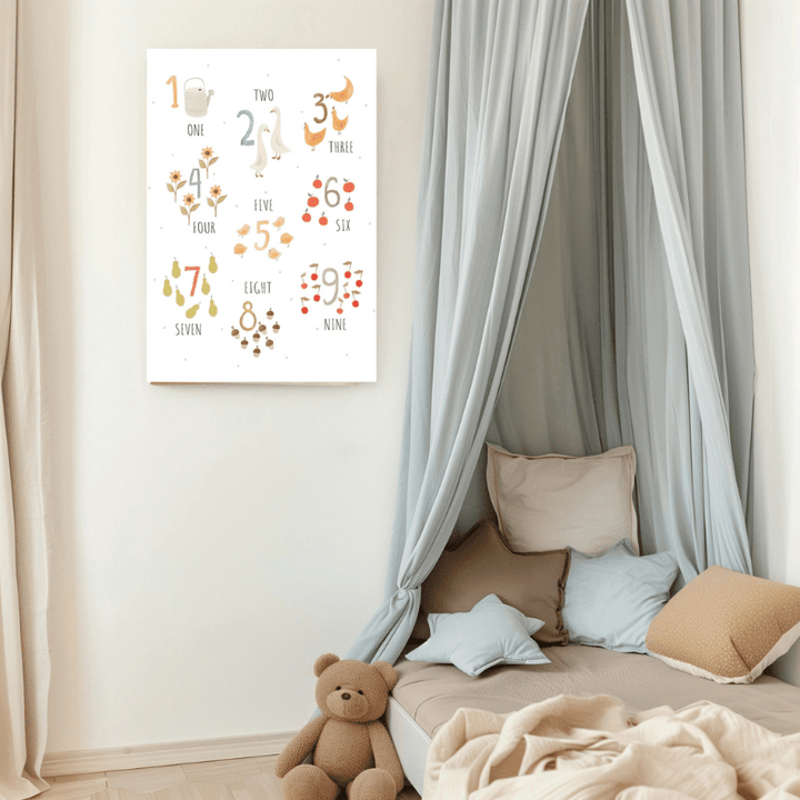 Number Chart Animals Nursery Art Print by Kumo Art Prints - Maude Kids Decor