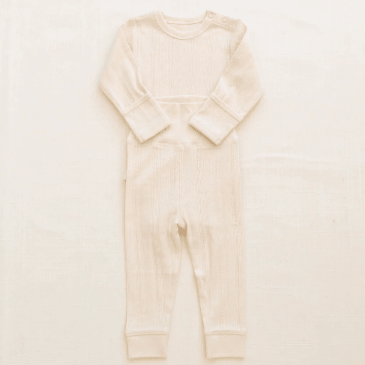 Onesie + Pant Set | Pointelle Milk by New Grain - Maude Kids Decor