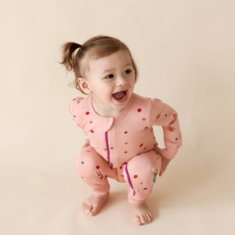 Organic 2 - Way Zip Holiday Romper | Confetti by Parade Organics - Maude Kids Decor