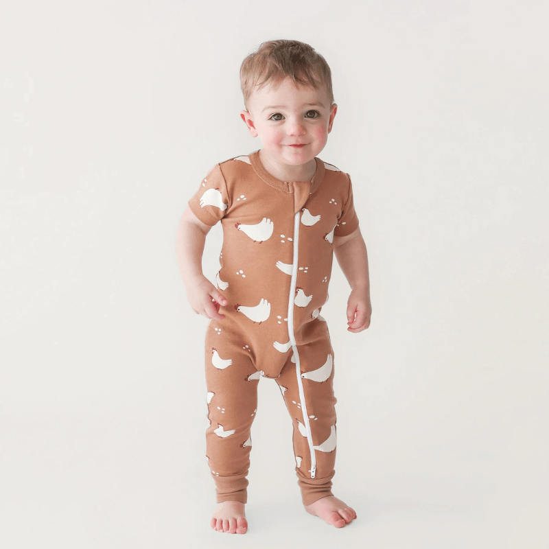 Organic 2 - Way Zip Romper | Chickens by Parade Organics - Maude Kids Decor