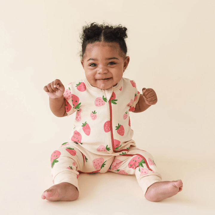Organic 2 - Way Zip Romper | Strawberries by Parade Organics - Maude Kids Decor