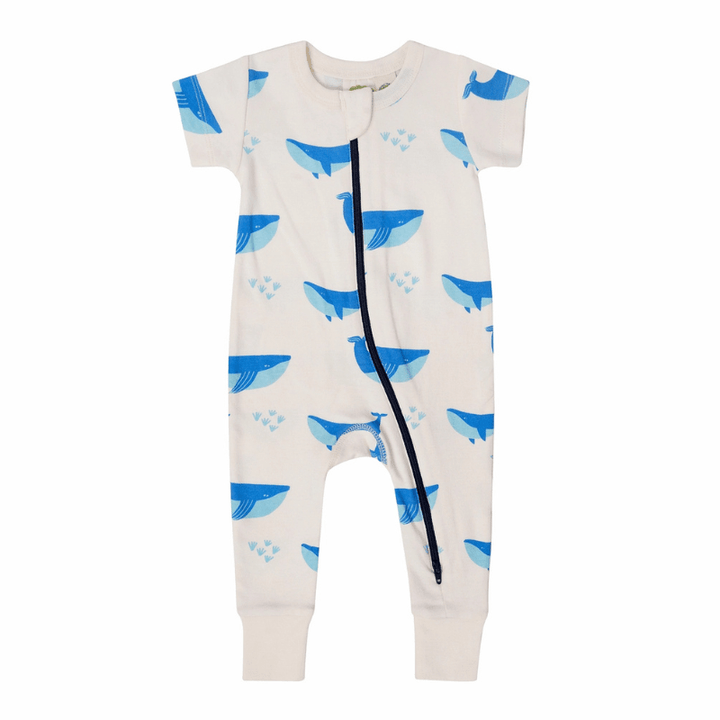 Organic 2-Way Zip Romper | Whales by Parade Organics - Maude Kids Decor