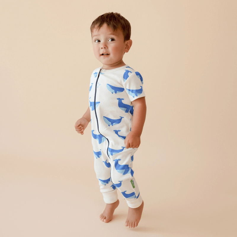 Organic 2-Way Zip Romper | Whales by Parade Organics - Maude Kids Decor