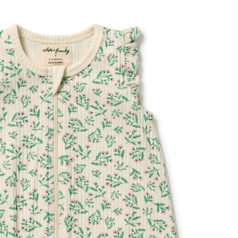 Organic Drop Needle Cotton Ruffle Zipsuit by Wilson + Frenchy - Maude Kids Decor