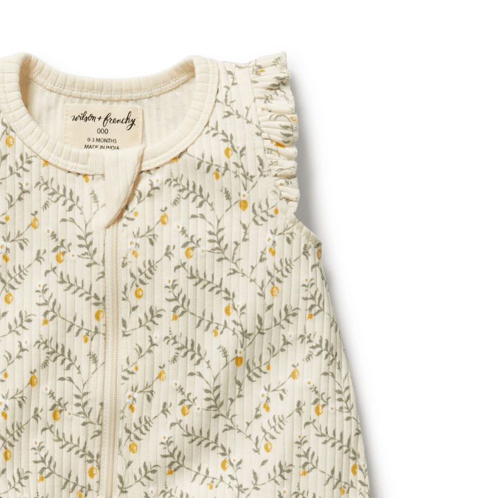 Organic Drop Needle Cotton Ruffle Zipsuit by Wilson + Frenchy - Maude Kids Decor