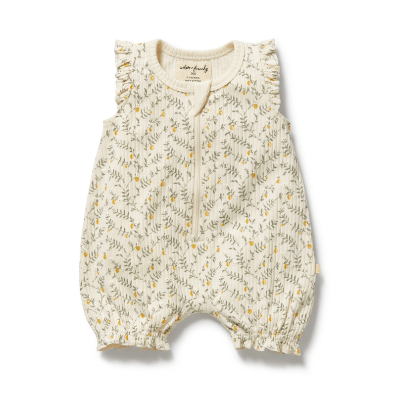 Organic Drop Needle Cotton Ruffle Zipsuit by Wilson + Frenchy - Maude Kids Decor