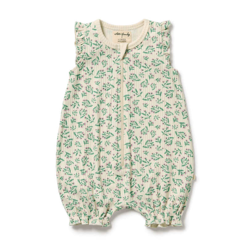Organic Drop Needle Cotton Ruffle Zipsuit by Wilson + Frenchy - Maude Kids Decor