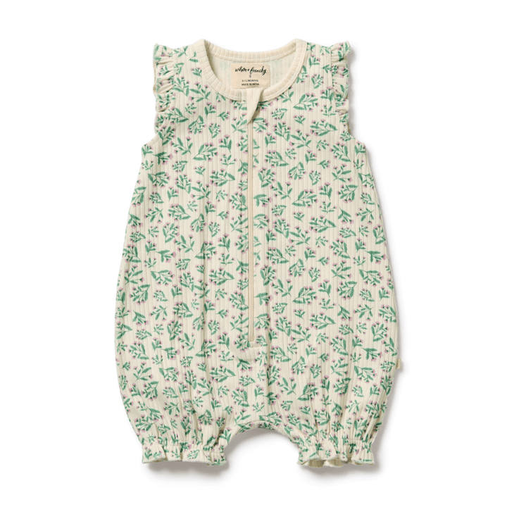 Organic Drop Needle Cotton Ruffle Zipsuit by Wilson + Frenchy - Maude Kids Decor