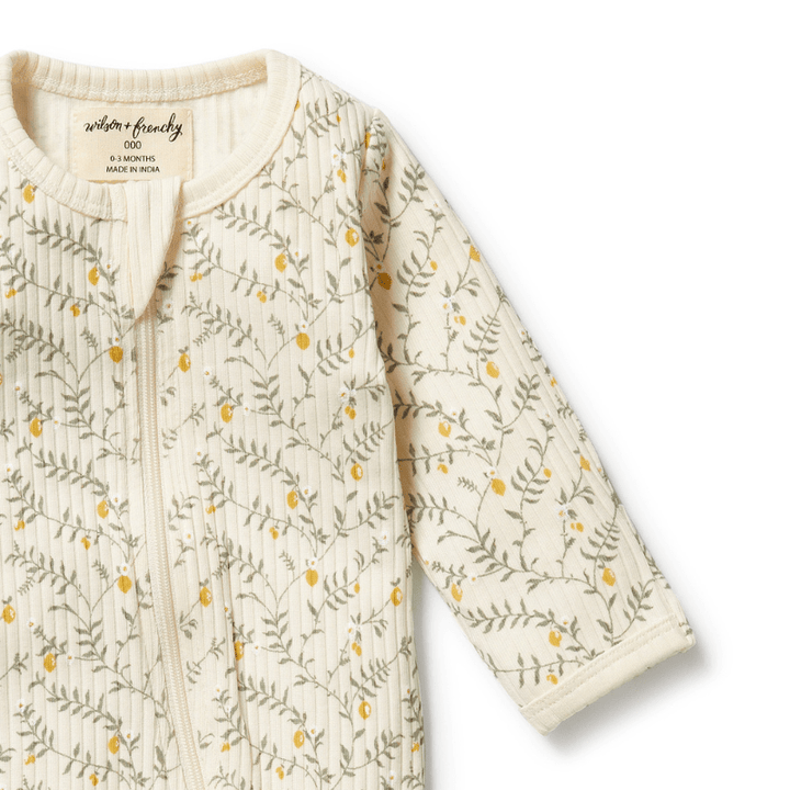 Organic Drop Needle Cotton Zipsuit with Feet by Wilson + Frenchy - Maude Kids Decor