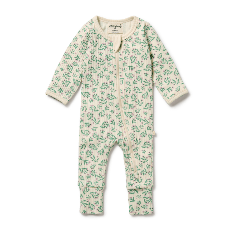 Organic Drop Needle Cotton Zipsuit with Feet by Wilson + Frenchy - Maude Kids Decor
