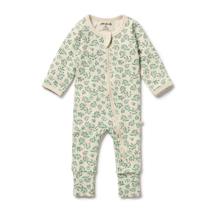 Organic Drop Needle Cotton Zipsuit with Feet by Wilson + Frenchy - Maude Kids Decor
