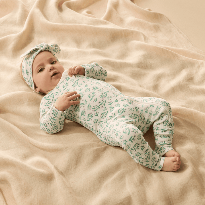 Organic Drop Needle Cotton Zipsuit with Feet by Wilson + Frenchy - Maude Kids Decor