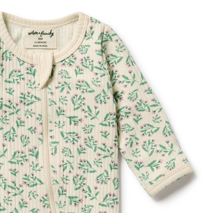 Organic Drop Needle Cotton Zipsuit with Feet by Wilson + Frenchy - Maude Kids Decor