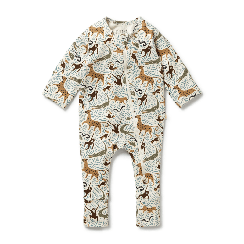 Organic Drop Needle Cotton Zipsuit with Feet by Wilson + Frenchy - Maude Kids Decor