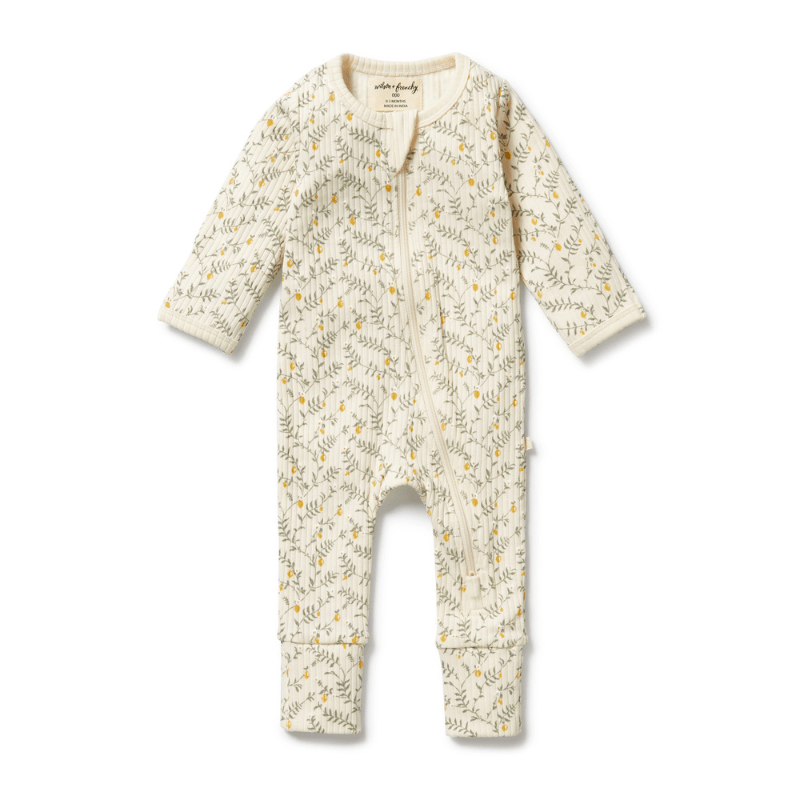 Organic Drop Needle Cotton Zipsuit with Feet by Wilson + Frenchy - Maude Kids Decor
