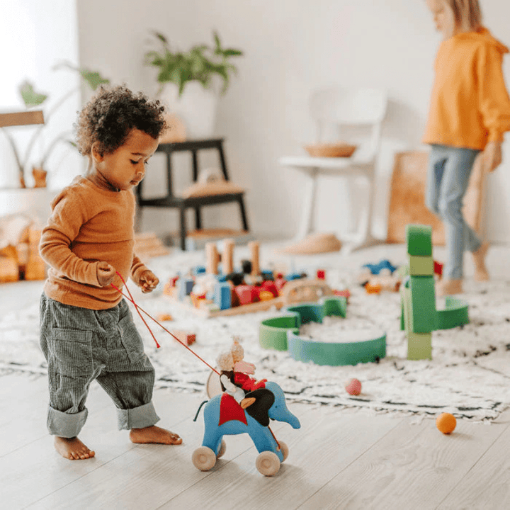 Pull Along Elephant | Blue by Grimms Spiel und Holz Design - Maude Kids Decor