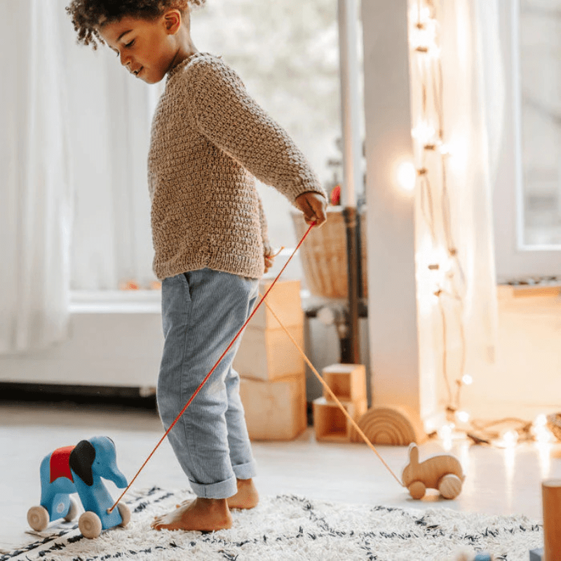 Pull Along Elephant | Blue by Grimms Spiel und Holz Design - Maude Kids Decor