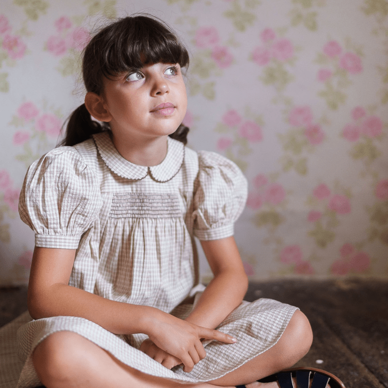 Sally Dress | Straw Check by Little Cotton Clothes - Maude Kids Decor