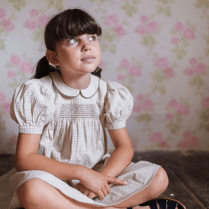 Sally Dress | Straw Check by Little Cotton Clothes - Maude Kids Decor