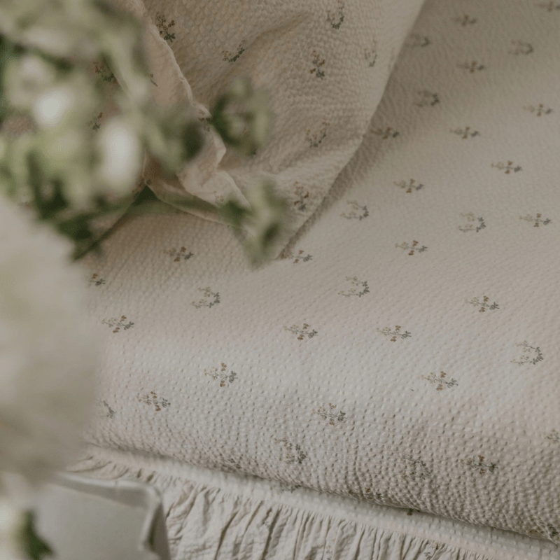 Seersucker Fitted Double Sheet | La Fraise by Garbo &amp; Friends - Maude Kids Decor