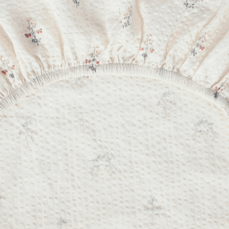 Seersucker Fitted Single Sheet | La Fraise by Garbo & Friends - Maude Kids Decor
