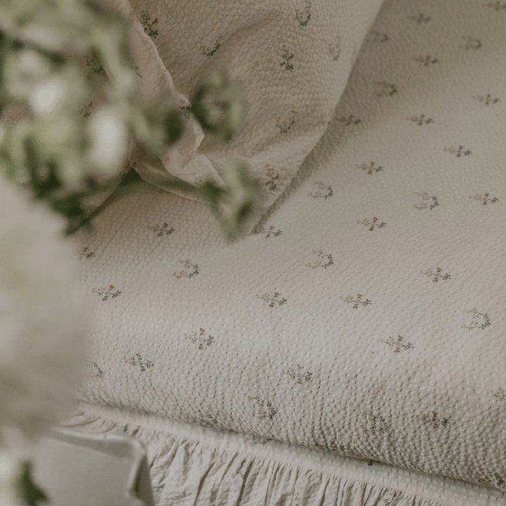 Seersucker Fitted Single Sheet | La Fraise by Garbo &amp; Friends - Maude Kids Decor