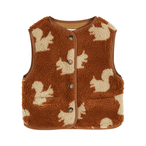 Sherpa Sleeveless Jacket | Brown Squirrel by Émile et Ida - Maude Kids Decor