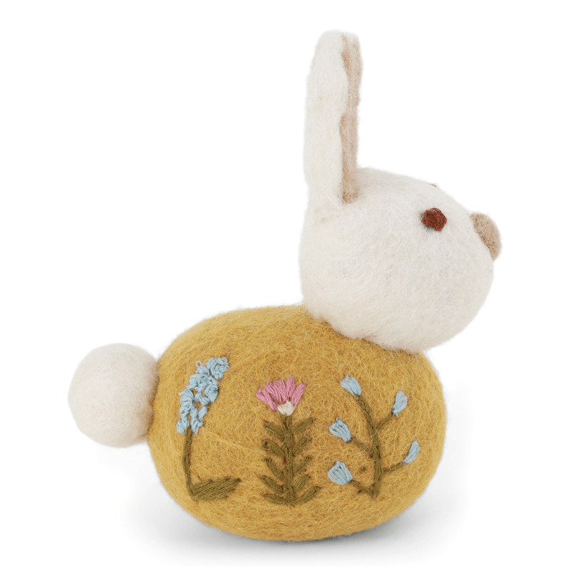 Sitting Bunny with Flower Embroidery by Én Gry &amp; Sif - Maude Kids Decor