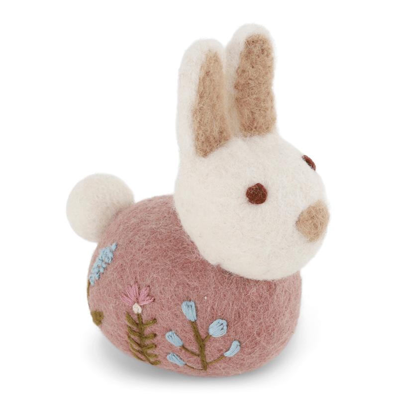 Sitting Bunny with Flower Embroidery by Én Gry &amp; Sif - Maude Kids Decor